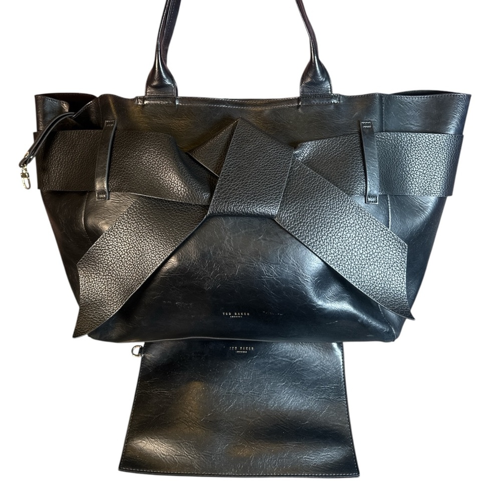Ted Baker Black Faux Leather Tote with Signature Bow Accent - Picture 11 of 11